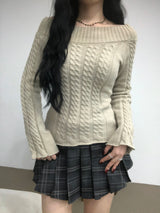 Off-Shoulder Cable Sweater