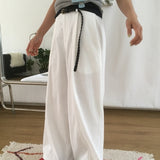 Fame Elastic Waist Pintuck Straight Wide Pants (Linen Cotton, 2 Colors)