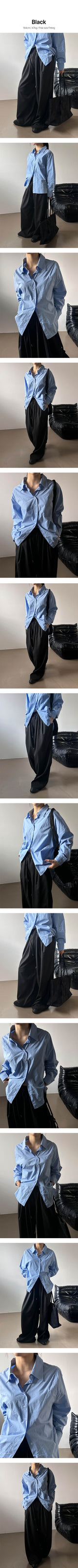 Drape wide banding slacks(2color)