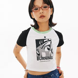 GIRLラグランクロップtシャツ