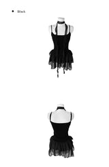 [Scarf SET]ノリック レイヤード ラッフル フリル レース スリーブレス