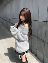 [Scrunchie Set] Nora オフショルダールーズニット