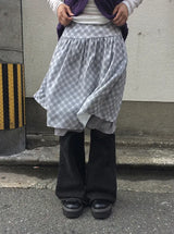 Soel Check Chiffon Midi Skirt
