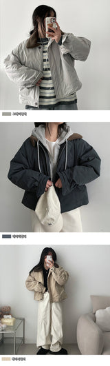 Fobon wool collar quilted jumper