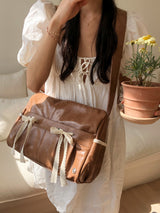 リボンダッフルバッグ_caramel brown