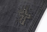 WASHED FADED HAND-WIPED WHISKER RANDOM STITCH HERRINGBONE CHINO