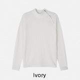 リンクトショルダージッパーリブハーフネックニット