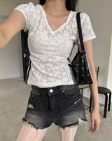 Cut vibe denim short pants