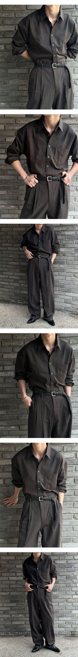 [SET UP가능] Basic cotton pocket shirts(6color)