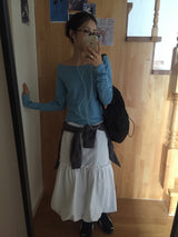 pumpkin nylon long skirt