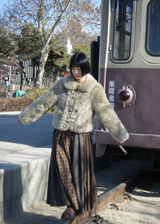 Mix Check Maxi Skirt / Brown