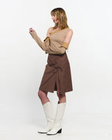 リボンタイスリットスカート _ BROWN