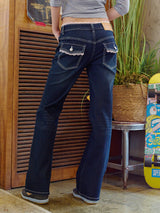 LACE BOOTCUT DENIM PANTS INDIGO
