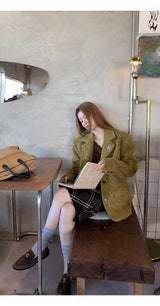 Olive Mo'Hair Boxy Fit Warm Jacket