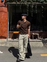 ミールステッチヘンリーネック半袖Tシャツ