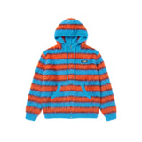 Light Blue&Orange Stripe Hood Zip-up Cardigan