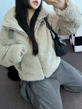 TEDDY🧸CHOKER SHEEP FUR MUSTANG ZIP UP JACKET 🤎💛💚2COLOR