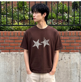メンズコットンショートスリーブクロップTヴィンテージスター  ブラウン