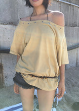 EYELET OFF SHOULDER TEE
