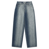 CHERRY COLOR SANDING WIDE-FIT DENIM PANTS [BLUE]