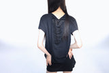 グランジクローレオパードアイレットTシャツ - ブラック
