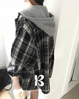 [ORIGINAL] プレインフーデッドチェックシャツ