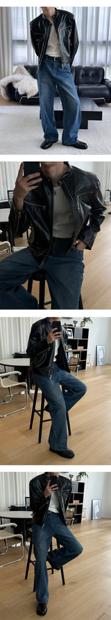 [Unisex] Stud wide denim pants