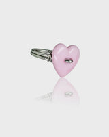  Sewing Button Ring (Heart, Pink) 