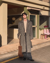 ソライブ マキシ ロング ヘリンボーン シングルコート
