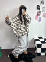 フリース❤リベットツーピンタックロングパンツ🖤🤍🩶3カラー