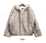 Blurry pattern hooded fur jumper