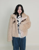 レイチェル 2ベルトディテールショート丈ファージャケット (Lining Quilted)
