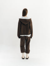 フラッフィージップアップフーディー (Brown)