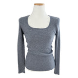 Daily Hug Soft Square Neck Golji ニット長袖Tシャツ (4 Colors)