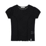 ウェーブパフレースTシャツ (Black) F25QB127