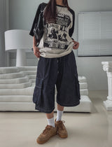 Root Stitch Cargo Bermuda Denim Pants