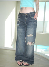 walk destroyed jeans