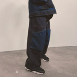 panel mix denim wide pants_blue
