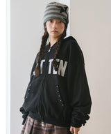 KITTEN EARS ZIP UP HOODIE BLACK(CV2GFFM484A)