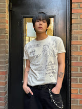 Untitled Scribble Crop Short Sleeve Oatmeal