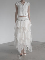 Cherian Chiffon Unbalance Tiered Skirt