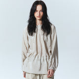 SHINE CURVED SLEEVE BLOUSE_SAND GRAY