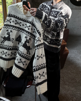 Ethnic Collar Over Knit Zip-Up