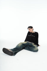 IKUTO X BLACKBLOND Damage Knit Sweater - Black
