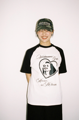 Webhouse ガールフォーエバーラグランTシャツ - ブラック/ホワイト
