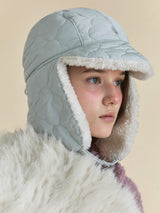 PADDING EARFLAP HAT IN CLOVER ICEBERG