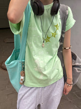 ヘビーコットン ソウル グラフィック Tシャツ(Tenta Tumble & Bio Washed)2サイズ - ライムミント