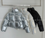 Glossy Two-Way Cropped Short Padded Jacket