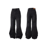 RELABEL(‘LABEL) Natural washed denim jeans with split straight cut, loose fit, heightening and slimming effect, slightly flared