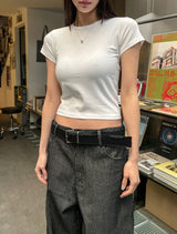 [U-BASIC] キャップスリーブクロップ半袖